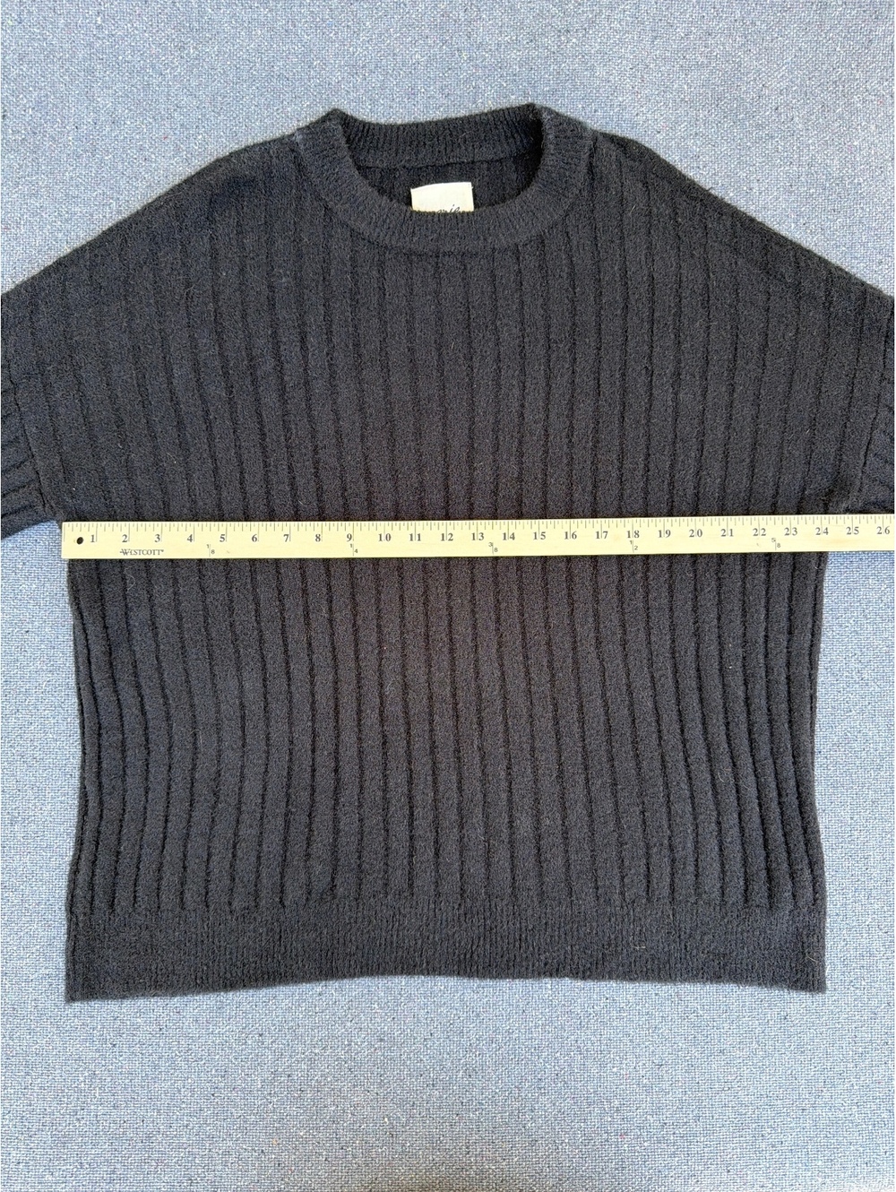 Aerie Women's S Black Ribbed Crew Neck Oversized Knit Sweater - Picture 3 of 8